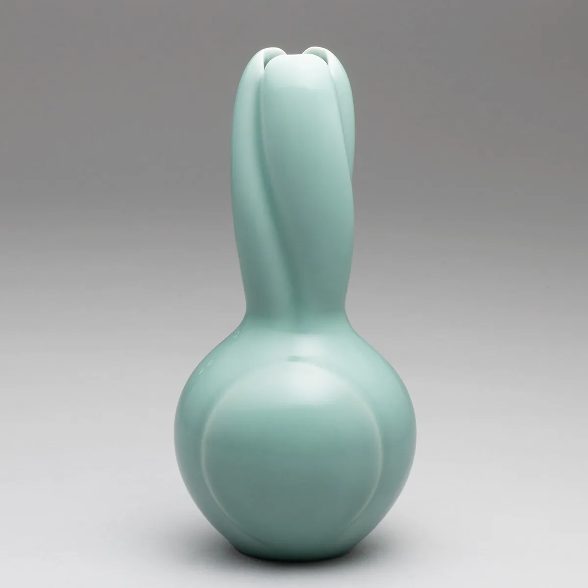 Flower Vessel with Celadon Glaze and Raised Clay Decoration