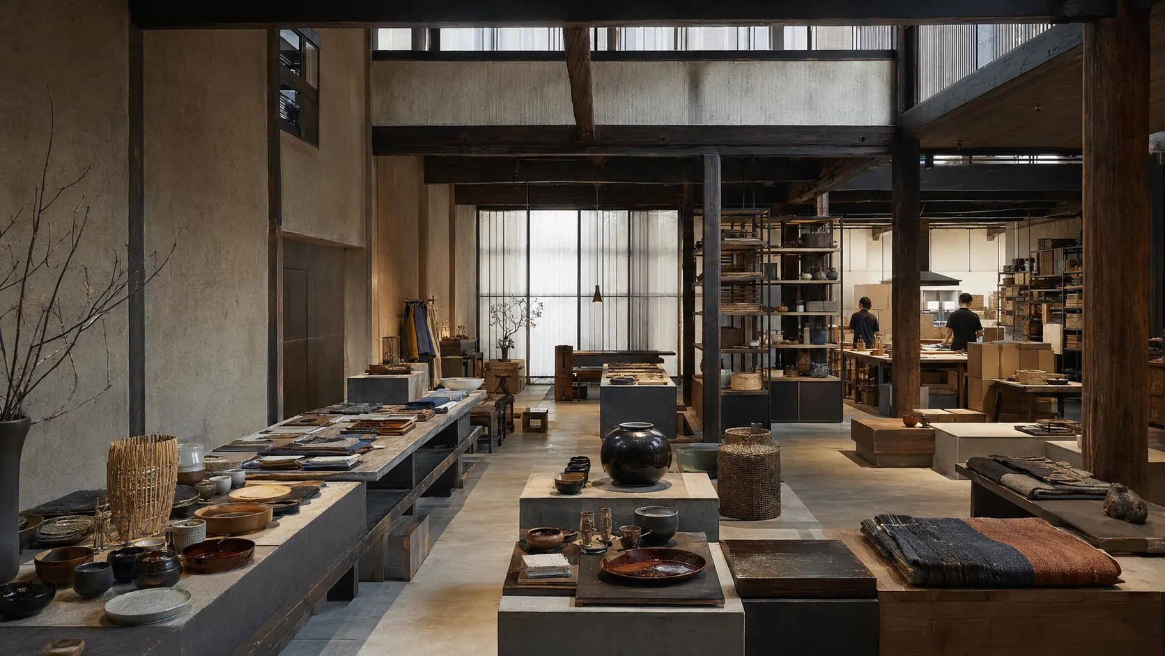 A contemporary craft business space for exhibiting, managing, and distributing craftwork